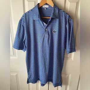 PETER MILLAR Florida Gators Blue/Gray Heather Striped Summer Comfort Polo SZ L